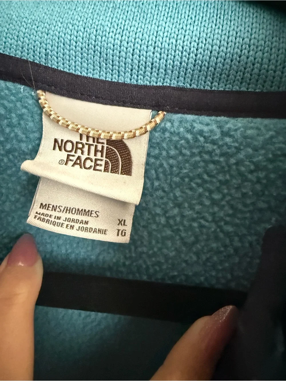 The North Face Light Blue Fleece Jacket with Navy Trim